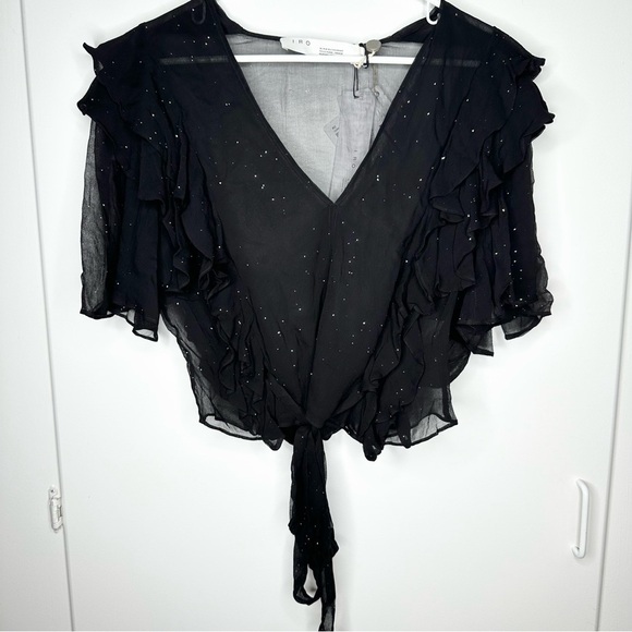 NWT IRO Lonila Ruffled Glittered Chiffon Top Size 40 Retail $670 - Picture 4 of 10